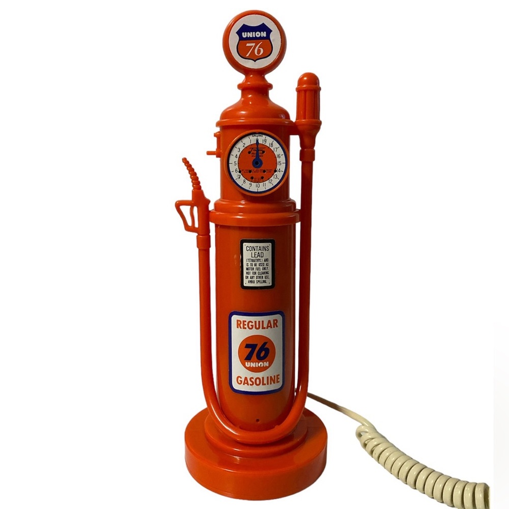 Union 76 Vintage Gas Pump Novelty Telephone Landline Orange Display 9 inches